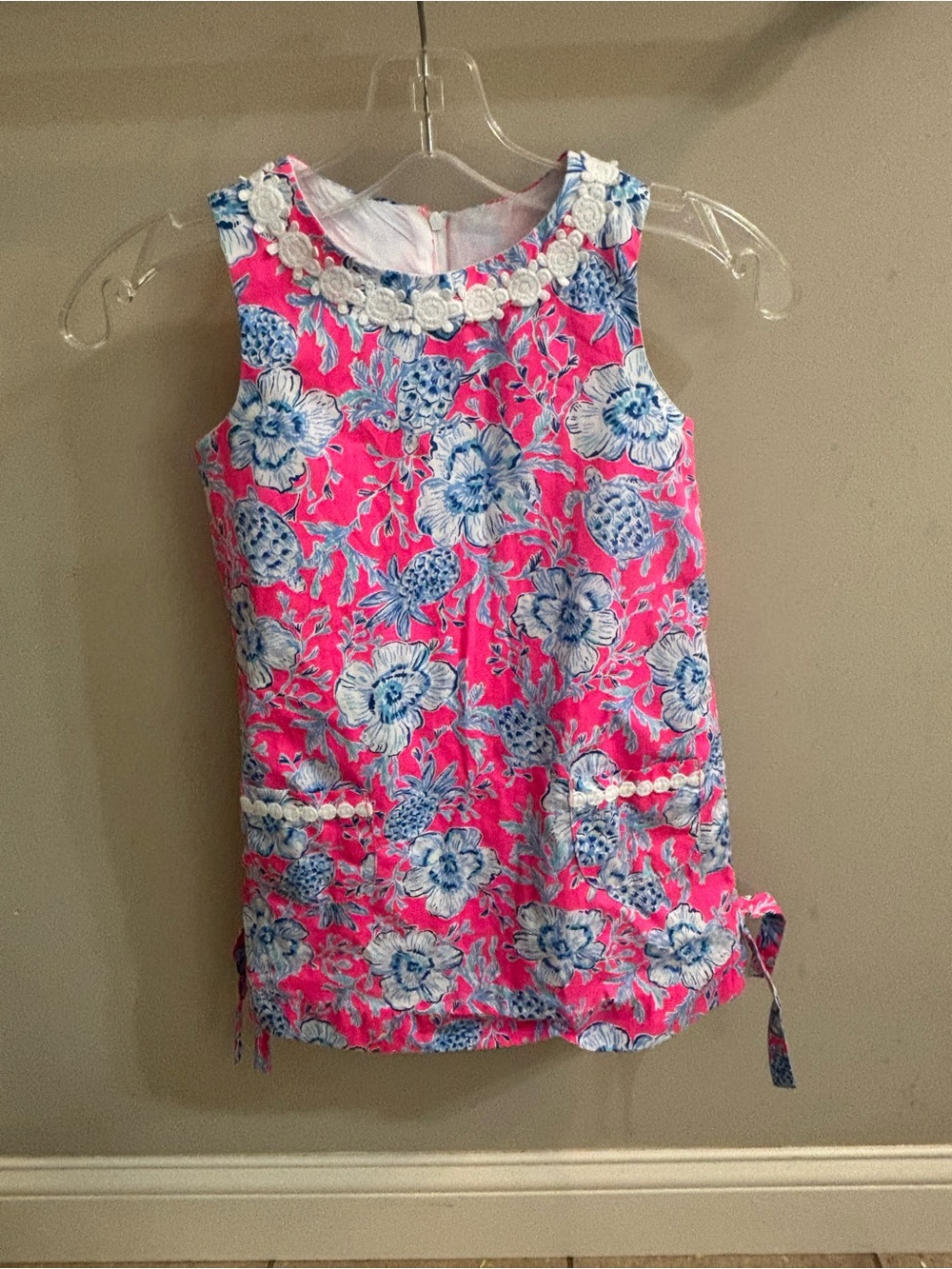 Girls Pink & Blue Floral Sleeveless Dress Lilly